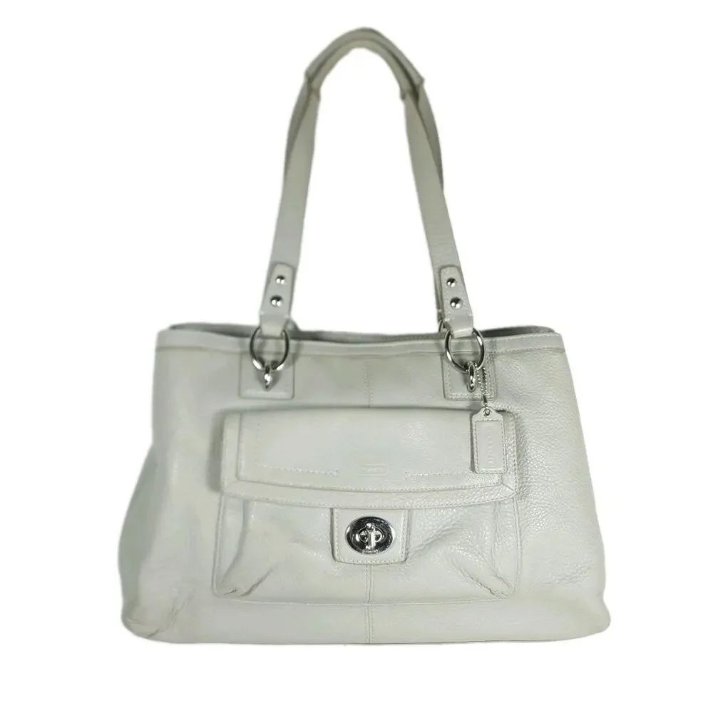 Coach Penelope 19044 Gray Soft Pebbled Leather Carryall Satchel Bag